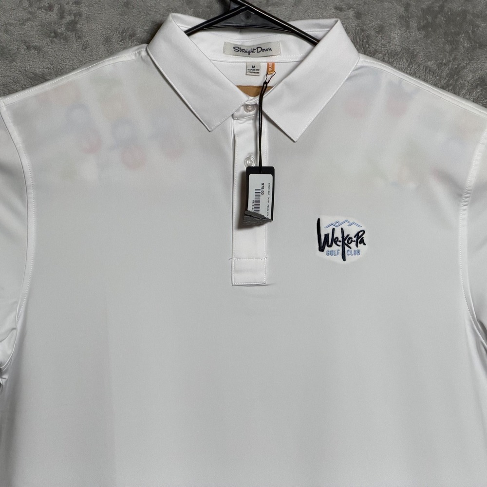 Straight Down Polo Shirt Mens Medium White We-Ko-Pa Golf Club UPF 50 Preppy